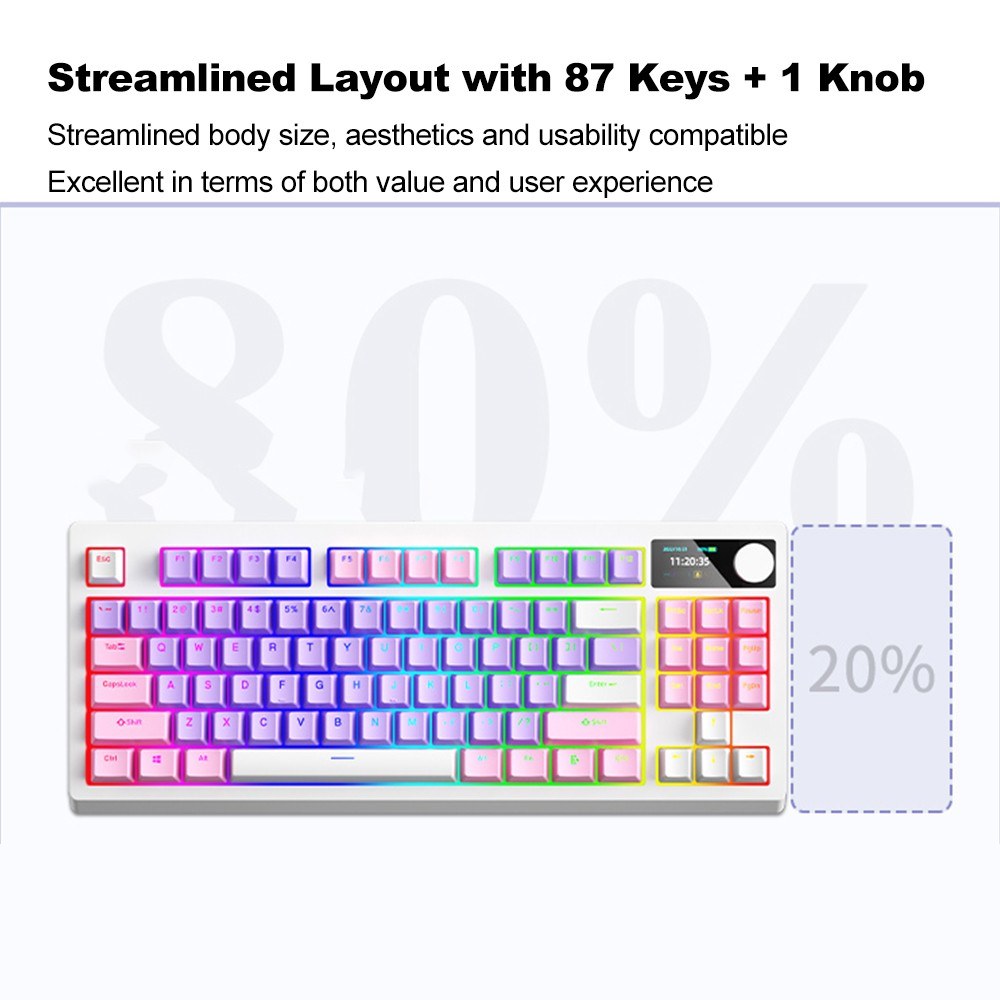 K87 Wireless RGB Mechanical Keyboard, Triple-Mode, 18 Lighting Effects, Hot-Swappable, High-Capacity Battery, DIY Software, Red Switch - Ideal for Gaming & Typing