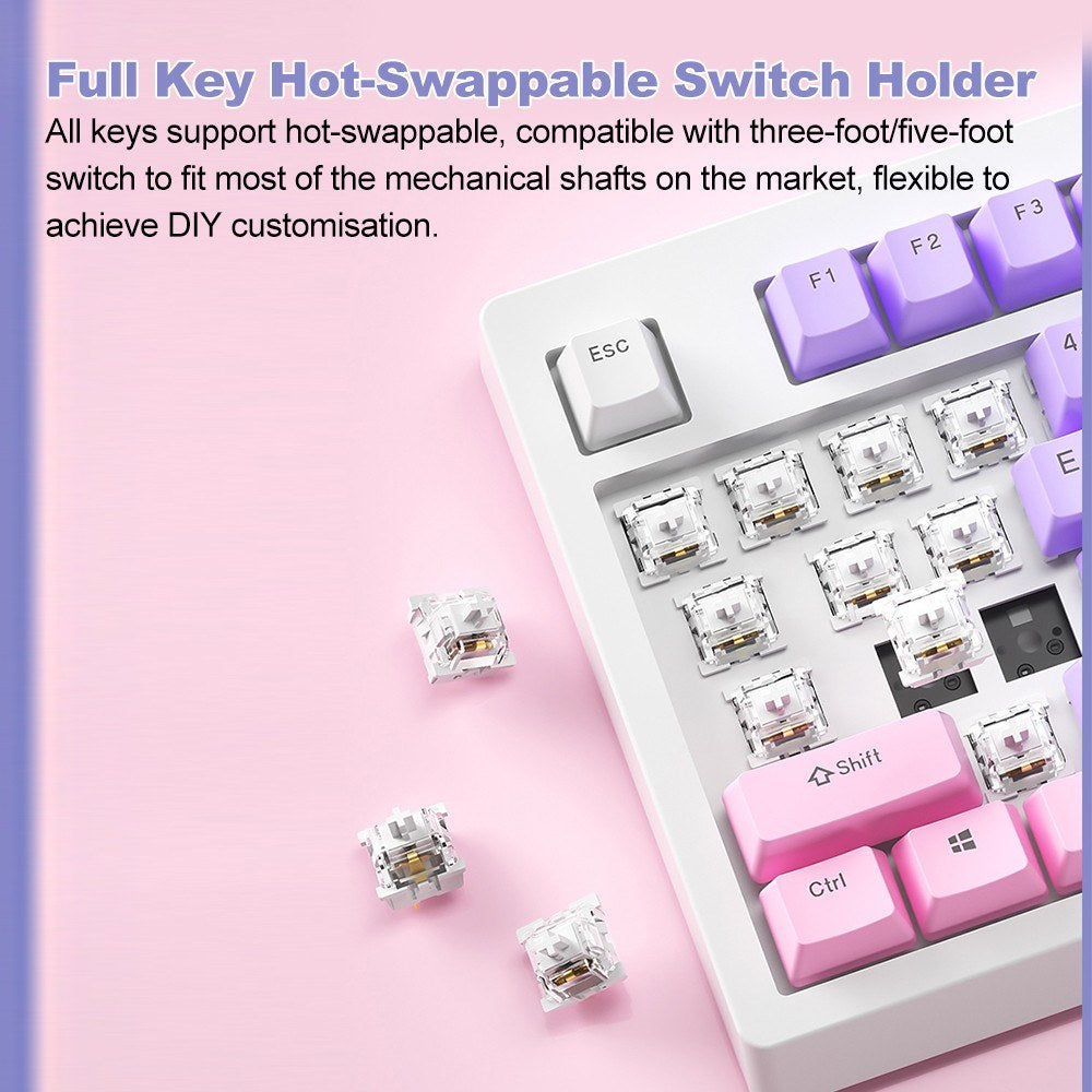K87 Wireless RGB Mechanical Keyboard, Triple-Mode, 18 Lighting Effects, Hot-Swappable, High-Capacity Battery, DIY Software, Red Switch - Ideal for Gaming & Typing