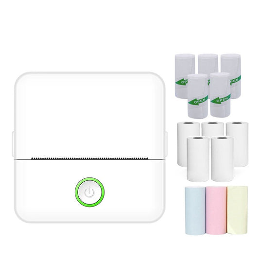 Portable Inkless Mini Thermal Sticker Printer - Wireless BT, Compatible with iOS/Android, Sticky Note Printer, White