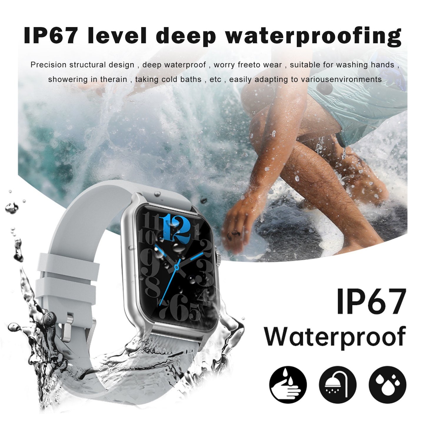 1.96 Smartwatch: Full-Screen Touch Health Monitor, IP67 Waterproof, Bluetooth Call, Multi-Sport Modes