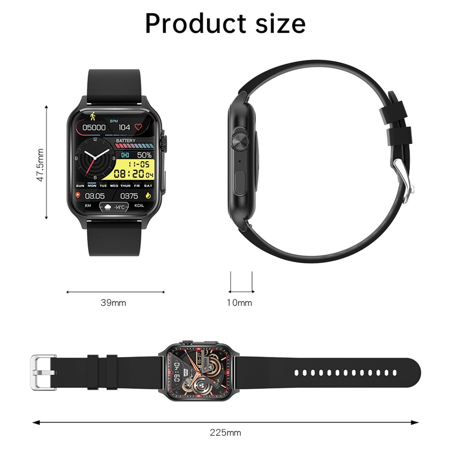 1.96 Smartwatch: Full-Screen Touch Health Monitor, IP67 Waterproof, Bluetooth Call, Multi-Sport Modes