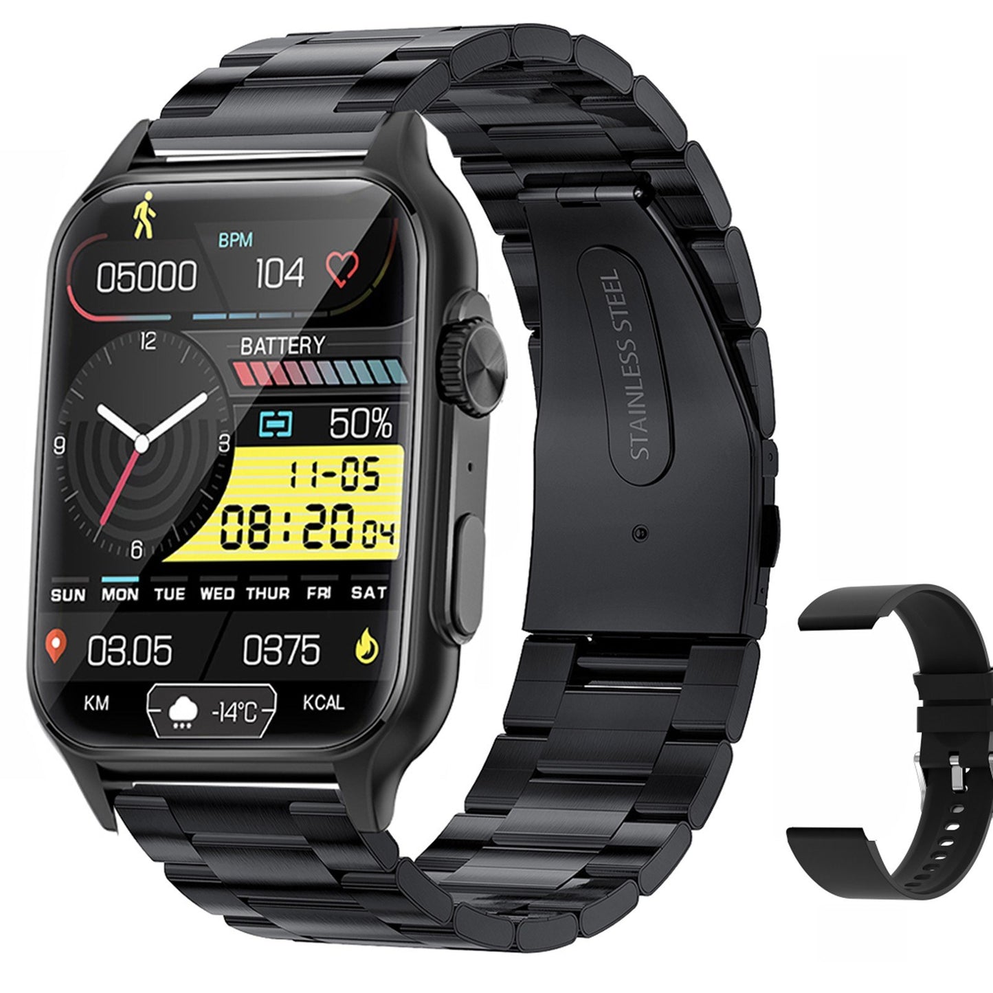 1.96 Smartwatch: Full-Screen Touch Health Monitor, IP67 Waterproof, Bluetooth Call, Multi-Sport Modes