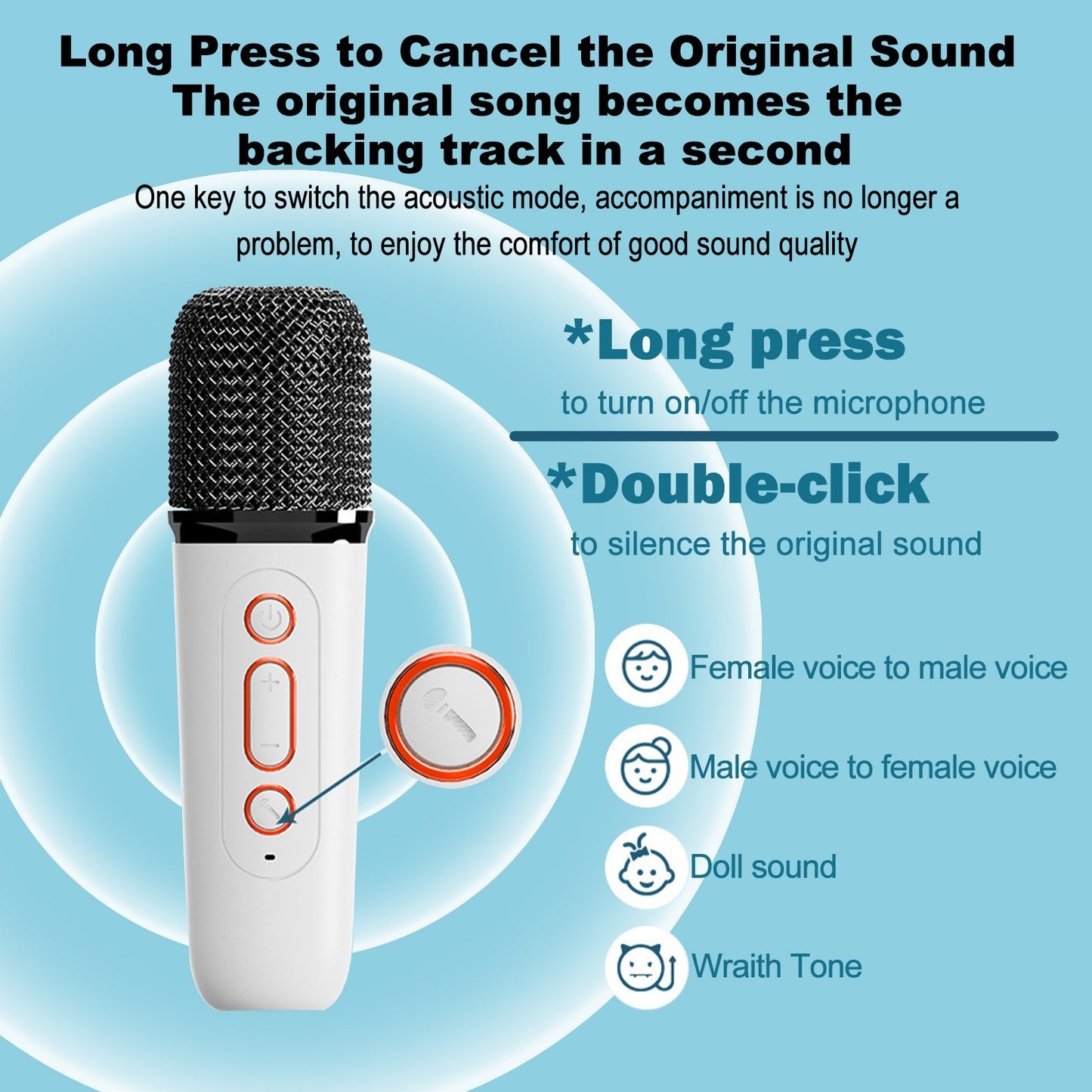 Portable Karaoke Machine with Wireless Microphone, BT Speaker with RGB Lights, TF Card & Type-C Support, Aux Monitoring for Parties & Meetings