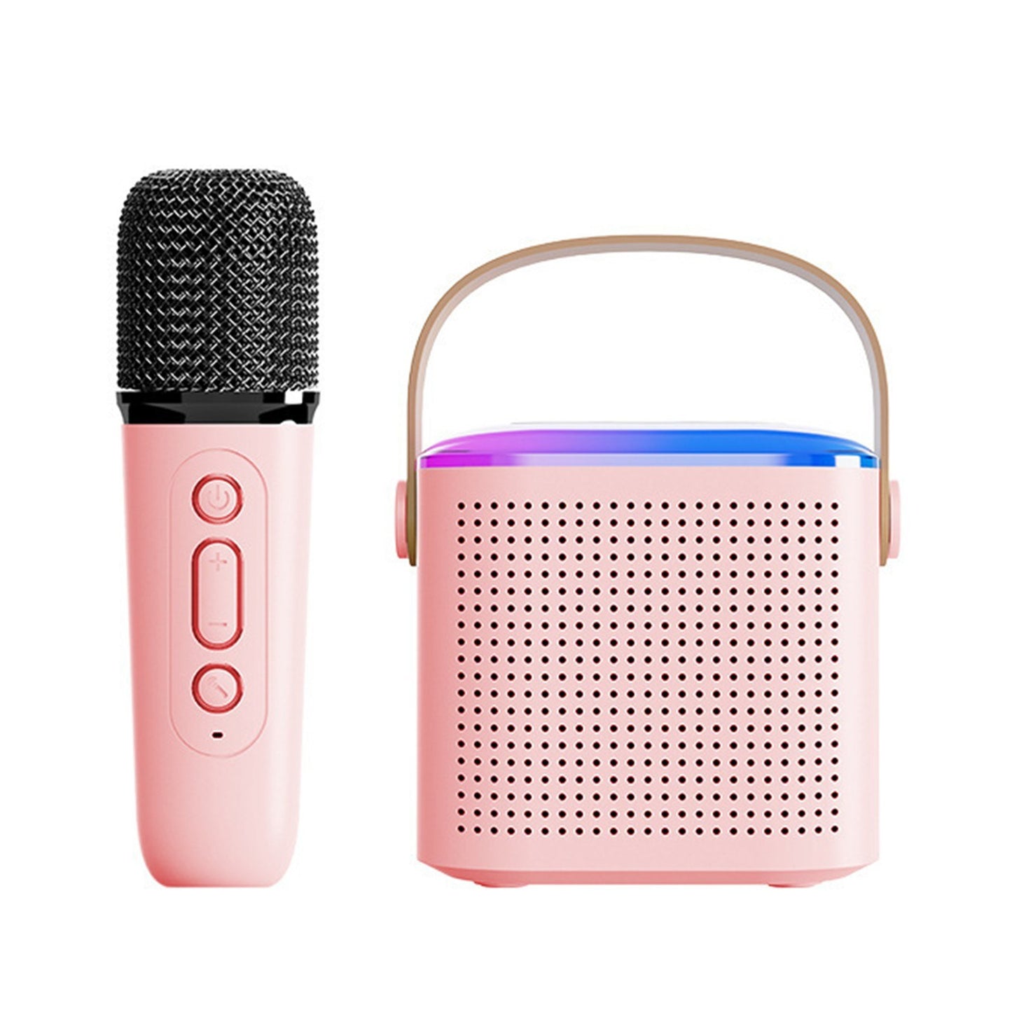 Portable Karaoke Machine with Wireless Microphone, BT Speaker with RGB Lights, TF Card & Type-C Support, Aux Monitoring for Parties & Meetings