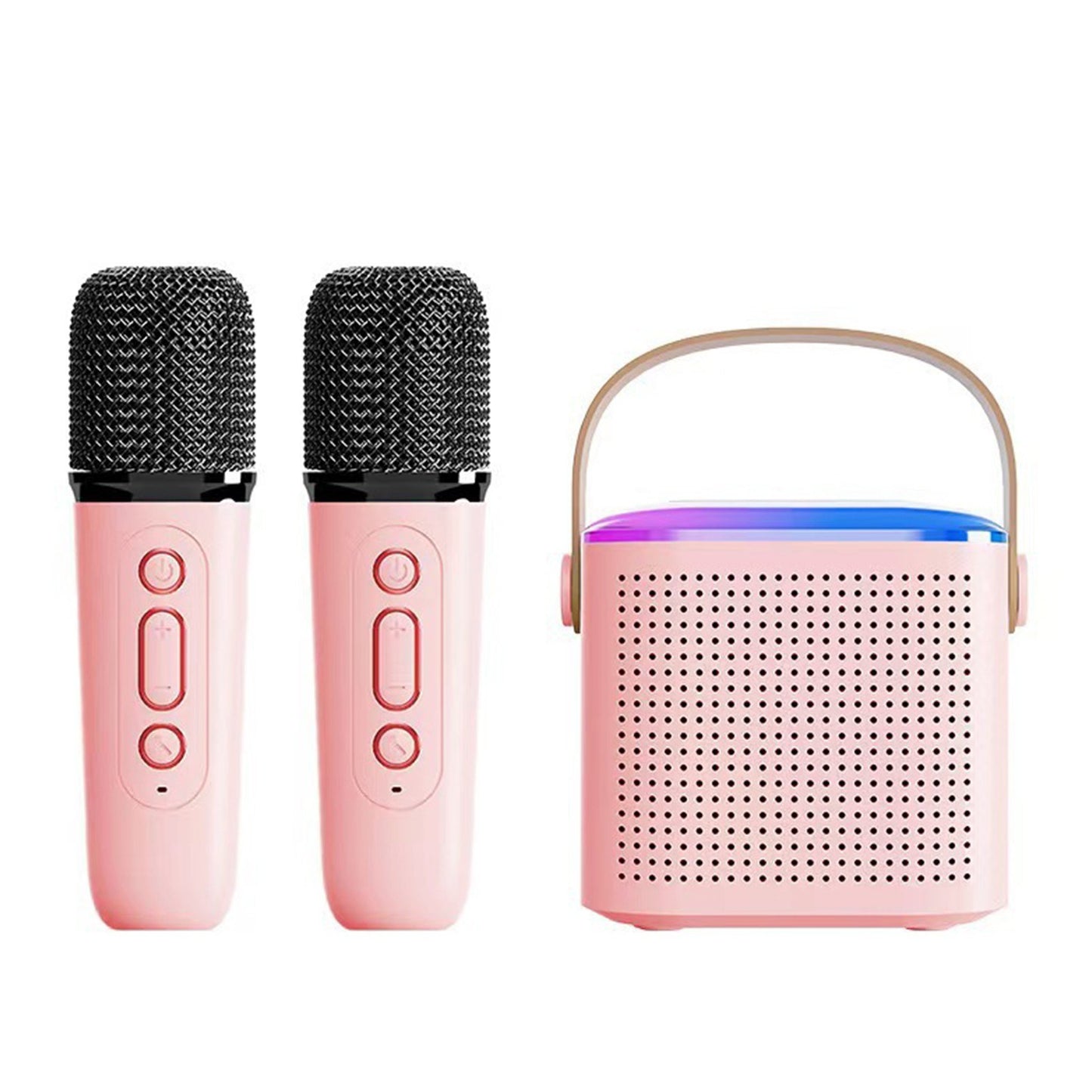 Portable Karaoke Machine with Wireless Microphone, BT Speaker with RGB Lights, TF Card & Type-C Support, Aux Monitoring for Parties & Meetings