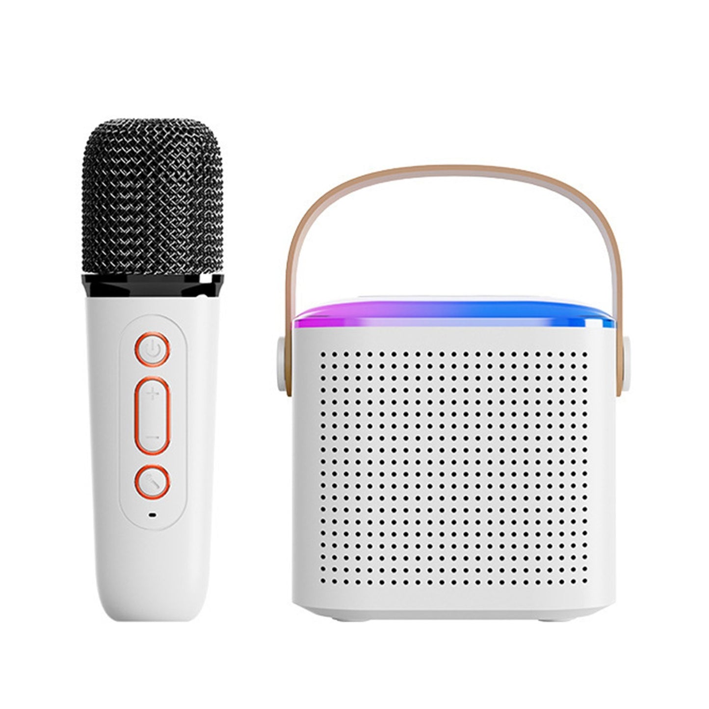 Portable Karaoke Machine with Wireless Microphone, BT Speaker with RGB Lights, TF Card & Type-C Support, Aux Monitoring for Parties & Meetings