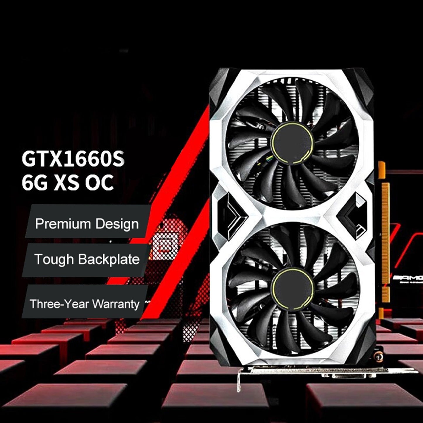 GTX 1660S 6GB GDDR6 Graphics Card, 192-Bit PCIe 3.0, Dual Cooling Fans, HDMI/DP/DVI Ports for Gaming PC