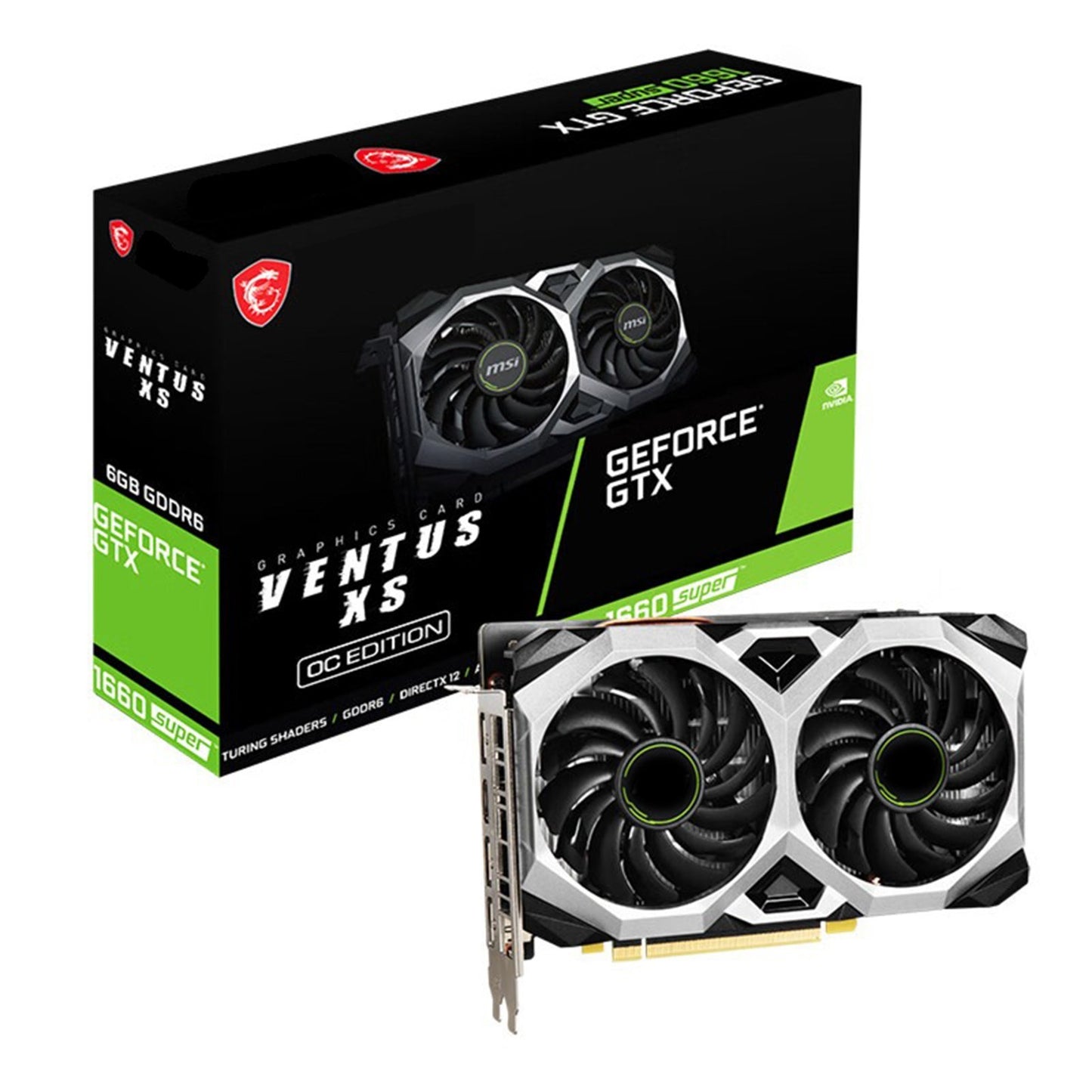 GTX 1660S 6GB GDDR6 Graphics Card, 192-Bit PCIe 3.0, Dual Cooling Fans, HDMI/DP/DVI Ports for Gaming PC