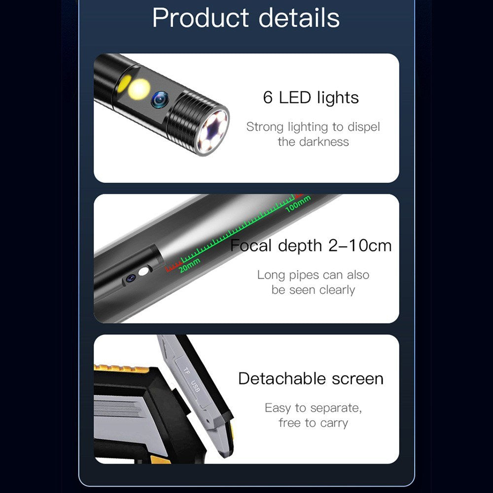 1080P Waterproof Handheld Industrial Endoscope with 4.3-inch HD Screen, 2MP Camera, IP67 Rating, 2000mAh Battery, Efficient Image Transmission