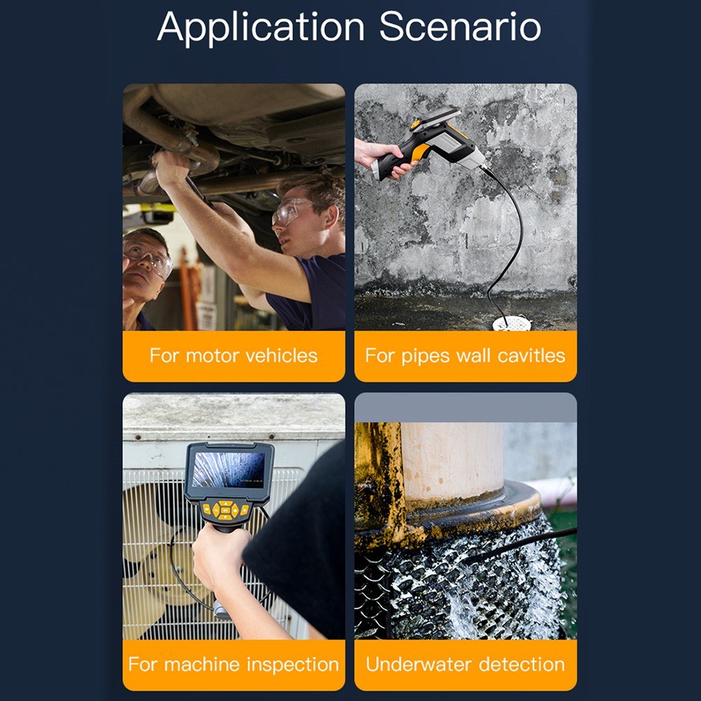 1080P Waterproof Handheld Industrial Endoscope with 4.3-inch HD Screen, 2MP Camera, IP67 Rating, 2000mAh Battery, Efficient Image Transmission