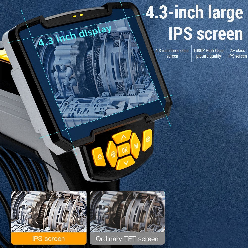 1080P Waterproof Handheld Industrial Endoscope with 4.3-inch HD Screen, 2MP Camera, IP67 Rating, 2000mAh Battery, Efficient Image Transmission