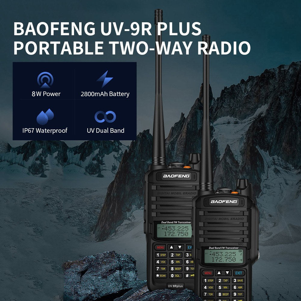 BAOFENG UV-9R Plus Dual Band Two-Way Radio Handheld Walkie Talkie, IP67 Waterproof & Dustproof, EU Plug