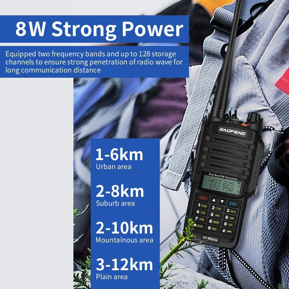 BAOFENG UV-9R Plus Dual Band Two-Way Radio Handheld Walkie Talkie, IP67 Waterproof & Dustproof, EU Plug