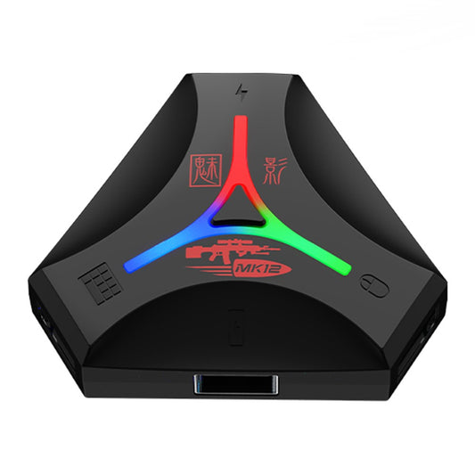 Portable BT5.1 Keyboard & Mouse Converter with AI Recognition, LED Lights, for Android & iOS Gaming