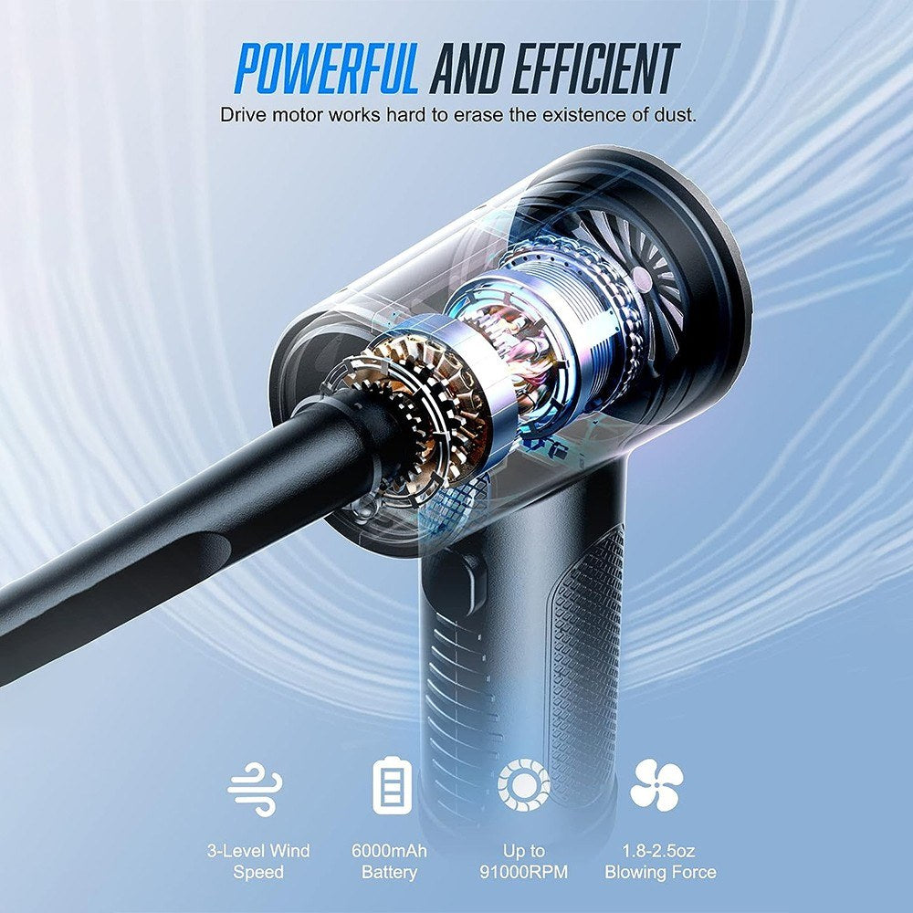 Portable Electric Air Duster for PC & Camera - Powerful, Rechargeable, Multifunctional Nozzles
