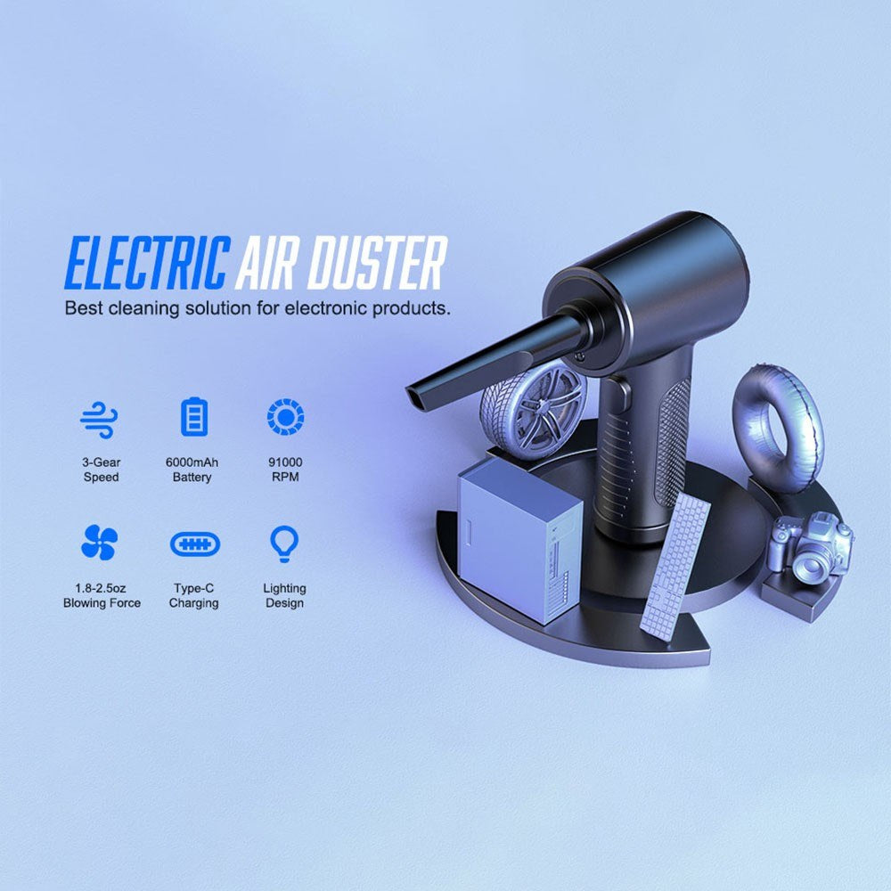 Portable Electric Air Duster for PC & Camera - Powerful, Rechargeable, Multifunctional Nozzles