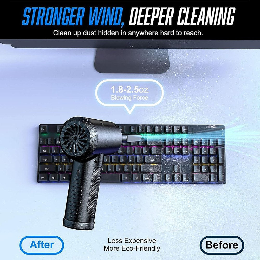 Portable Electric Air Duster for PC & Camera - Powerful, Rechargeable, Multifunctional Nozzles