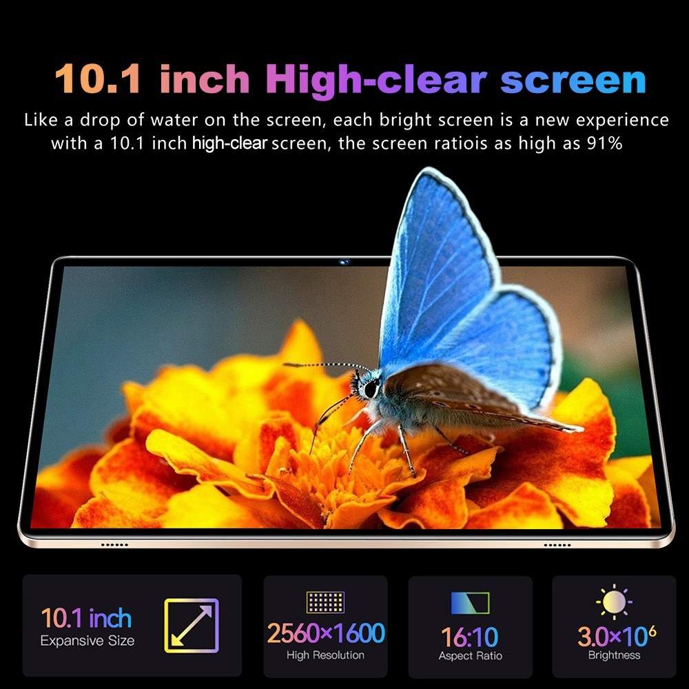 10.1 inch Android 13 Tablet, 6GB+128GB, 4G Calling, 8-Core MT6797, Expandable Memory, 6000mAh Battery, Includes Tablet Case