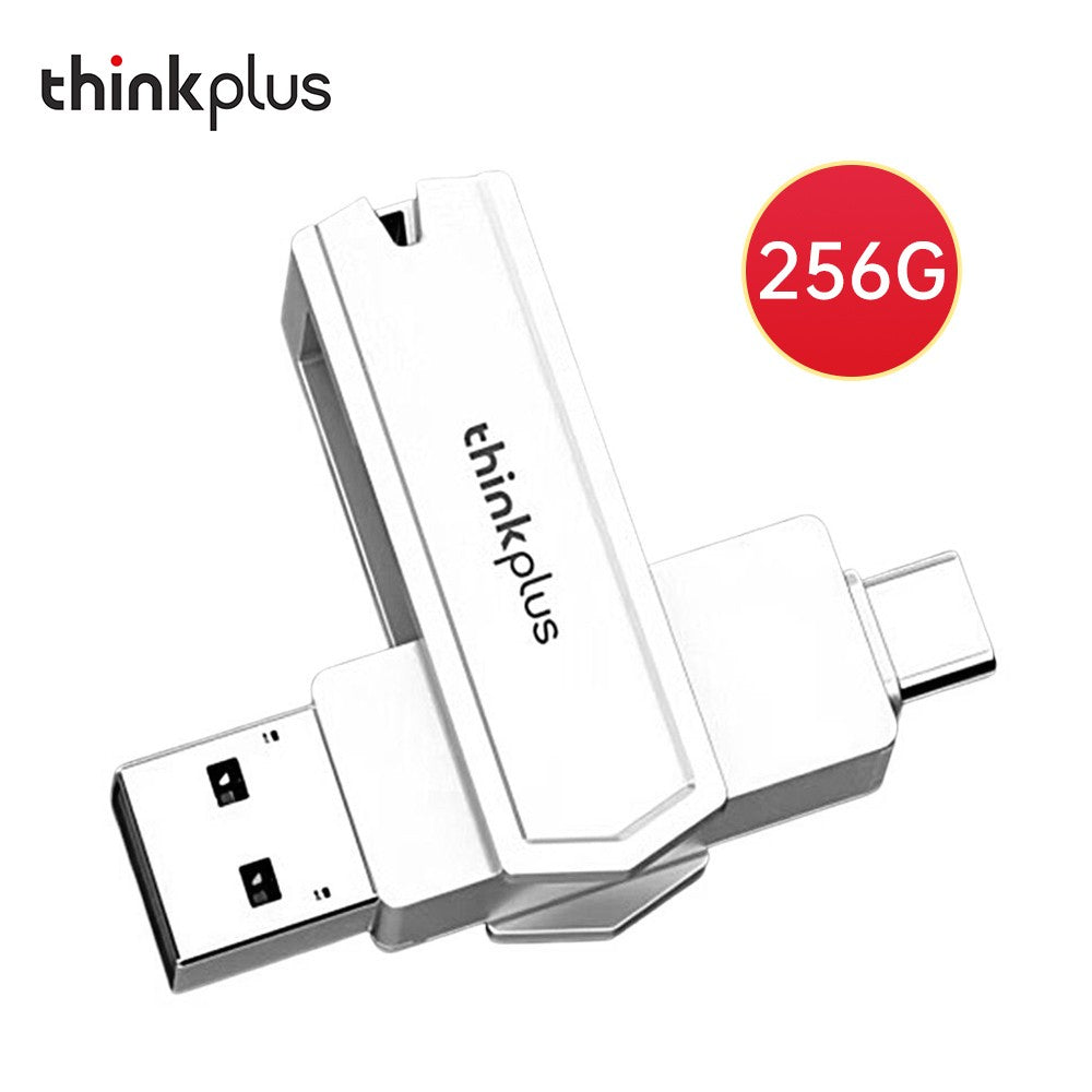 Lenovo thinkplus TPCU301Plus 128GB USB Flash Drive, USB 3.0 & Type-C, Compatible with Tablets, Phones, Laptops, MacOS Systems