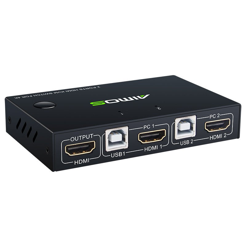 KCEVE KC-KVM201 USB 3.0 KVM Switch, 2 In 1 Out, 4K@30Hz, One-Button Switch, Wide Compatibility