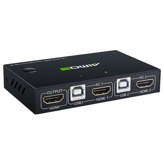 KCEVE KC-KVM201 USB 3.0 KVM Switch, 2 In 1 Out, 4K@30Hz, One-Button Switch, Wide Compatibility