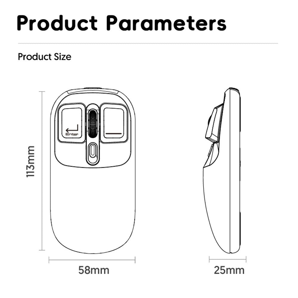 Dual-Mode Transparent Wireless Mouse, BT5.0 & 2.4G, One-Button Switch, Rechargeable Type-C 400mAh, Adjustable DPI & RGB Lights, Magnetic Cover, Custom Drivers for PC/Laptop