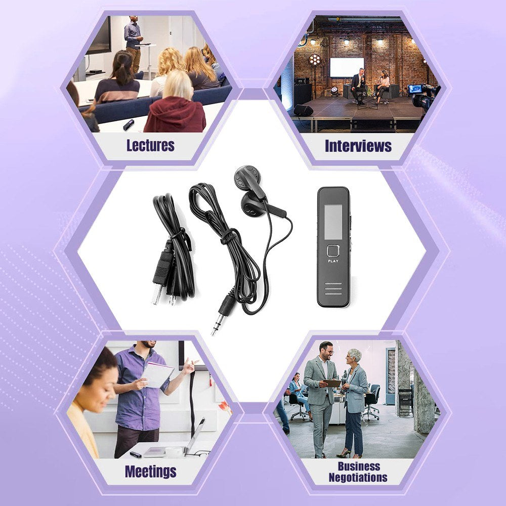 Compact Digital Voice Recorder with External Speaker for Lectures, Meetings & Interviews