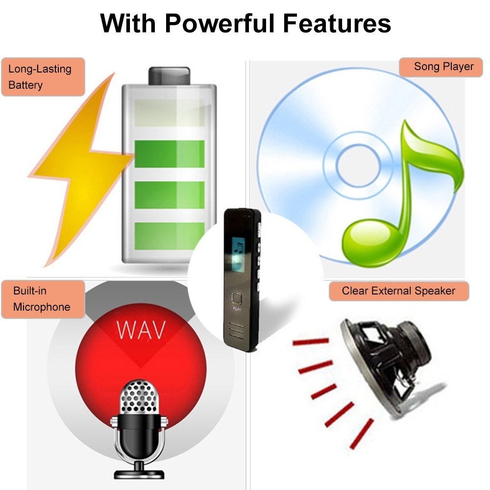 Compact Digital Voice Recorder with External Speaker for Lectures, Meetings & Interviews