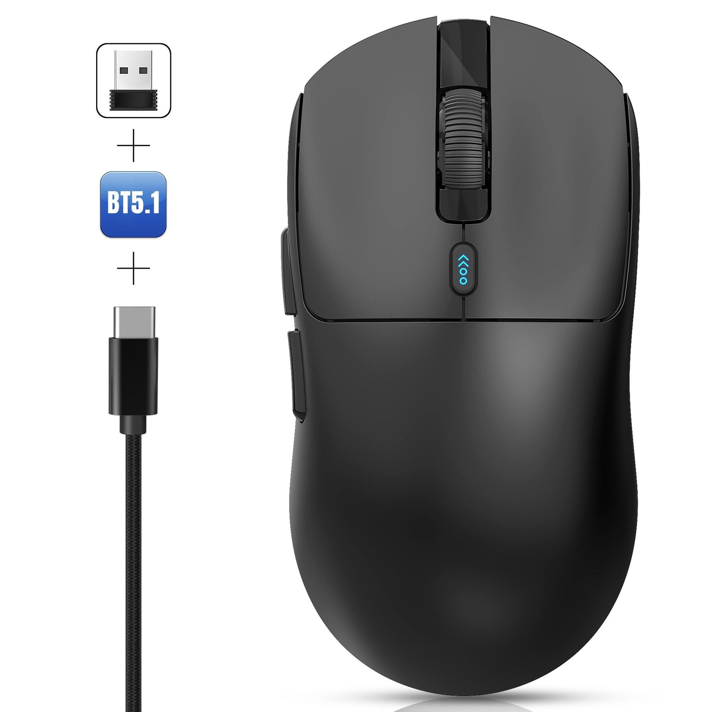 Wireless Tri-Mode Gaming Mouse, 12000 DPI, Customizable 6 Keys, Long Battery Life - HXSJ T68