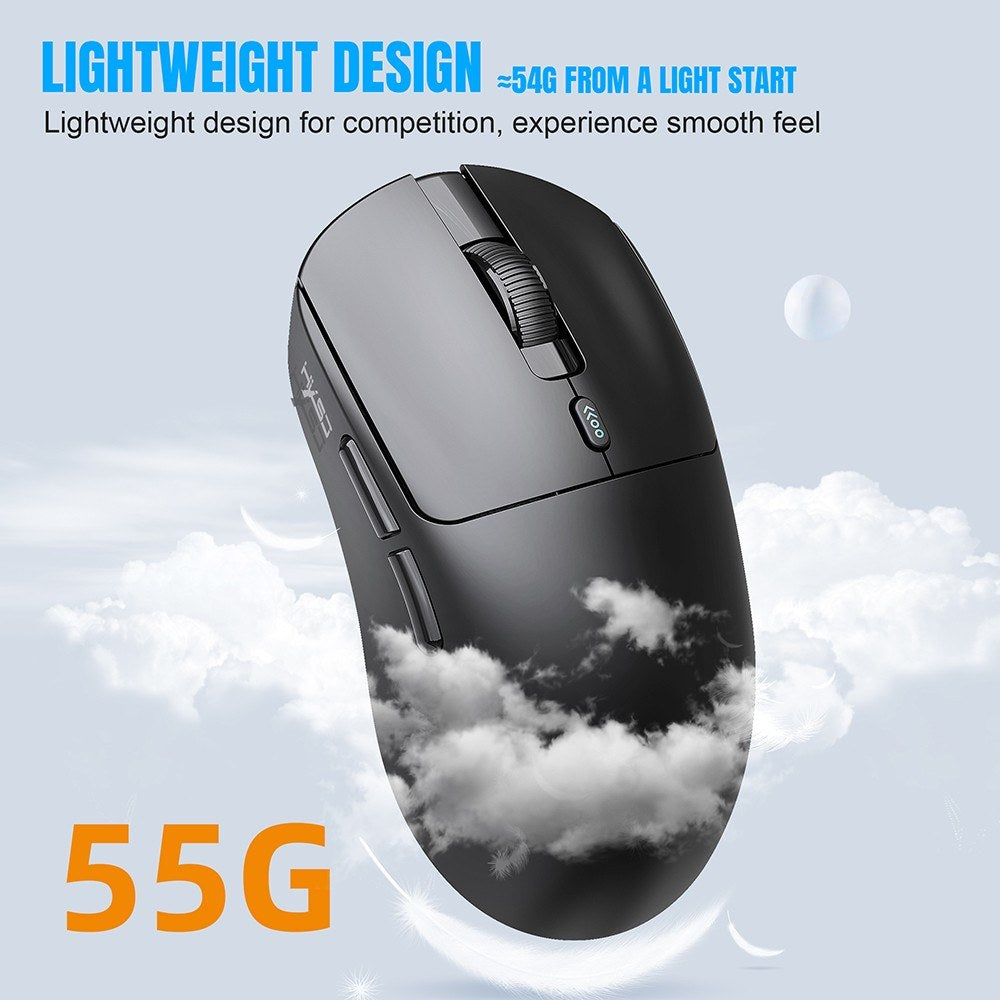 Wireless Tri-Mode Gaming Mouse, 12000 DPI, Customizable 6 Keys, Long Battery Life - HXSJ T68