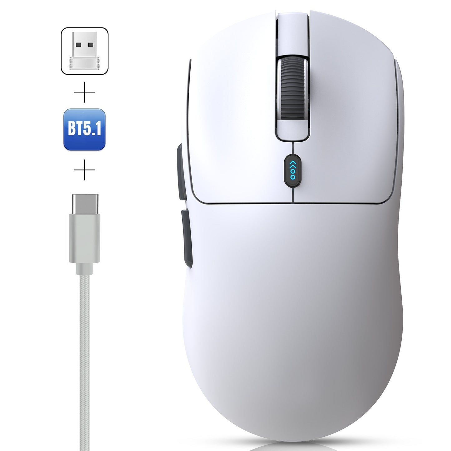 Wireless Tri-Mode Gaming Mouse, 12000 DPI, Customizable 6 Keys, Long Battery Life - HXSJ T68