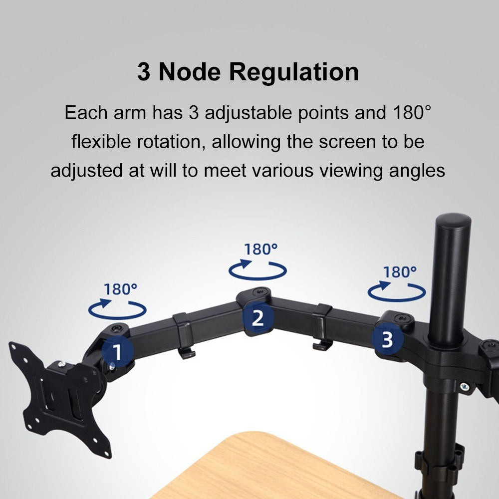Aluminum Dual Monitor Stand 360° Rotating Adjustable Mount for 17-32 Inch Screens - PM100