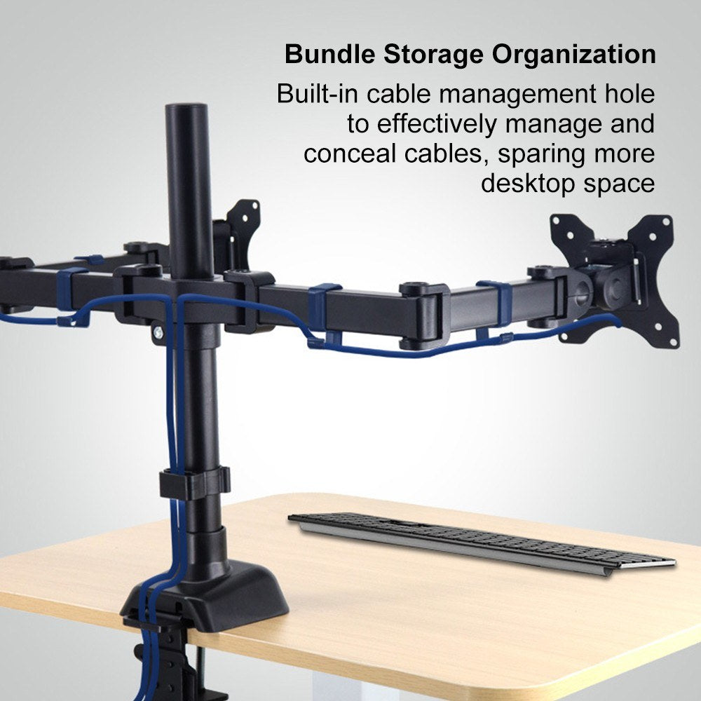 Aluminum Dual Monitor Stand 360° Rotating Adjustable Mount for 17-32 Inch Screens - PM100