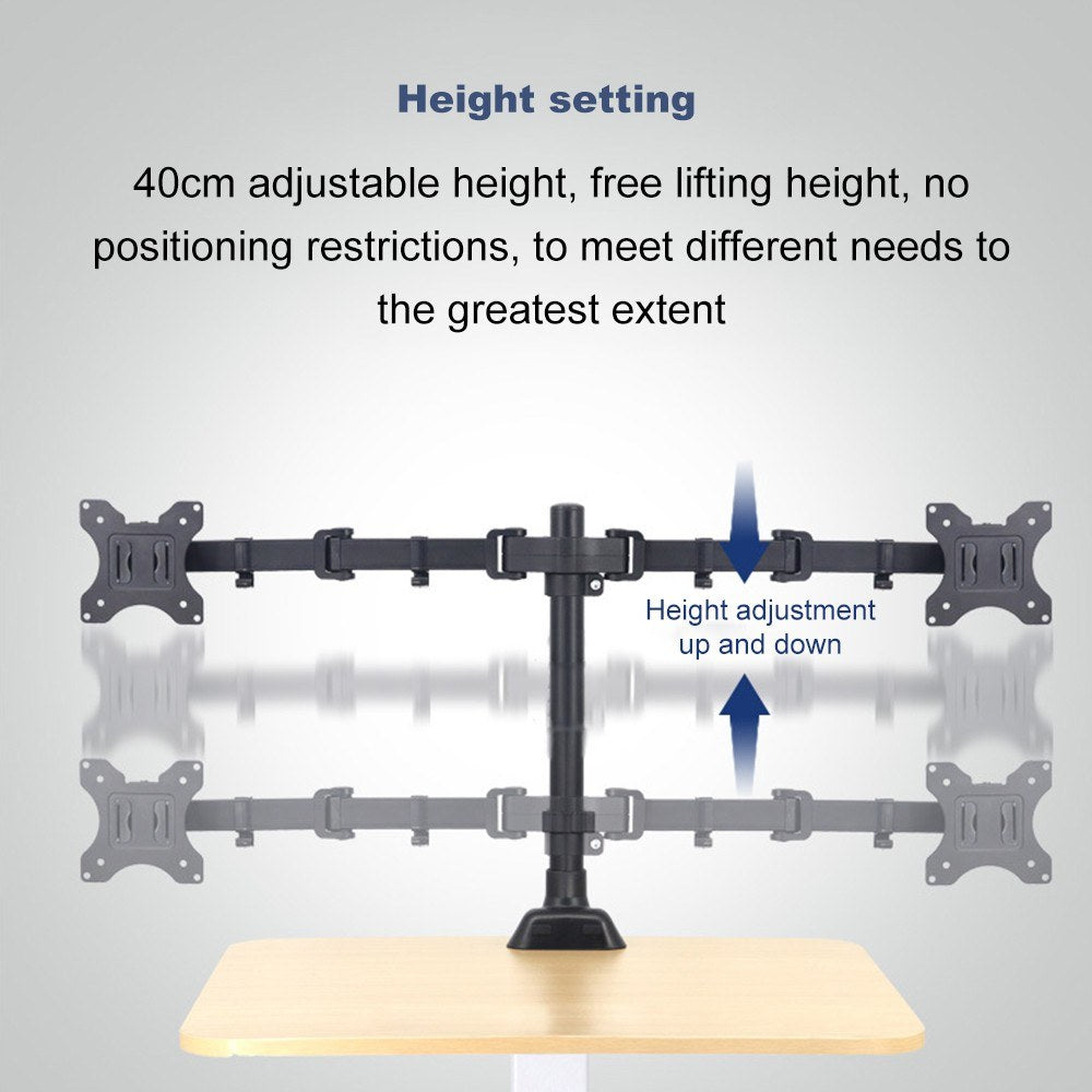 Aluminum Dual Monitor Stand 360° Rotating Adjustable Mount for 17-32 Inch Screens - PM100