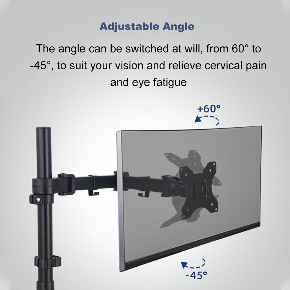 Aluminum Dual Monitor Stand 360° Rotating Adjustable Mount for 17-32 Inch Screens - PM100