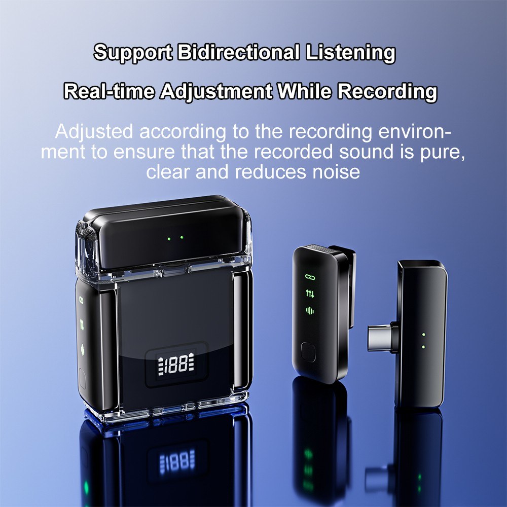 Dual Channel Wireless Lapel Microphone with Charging Case for Interviews & Live Streaming