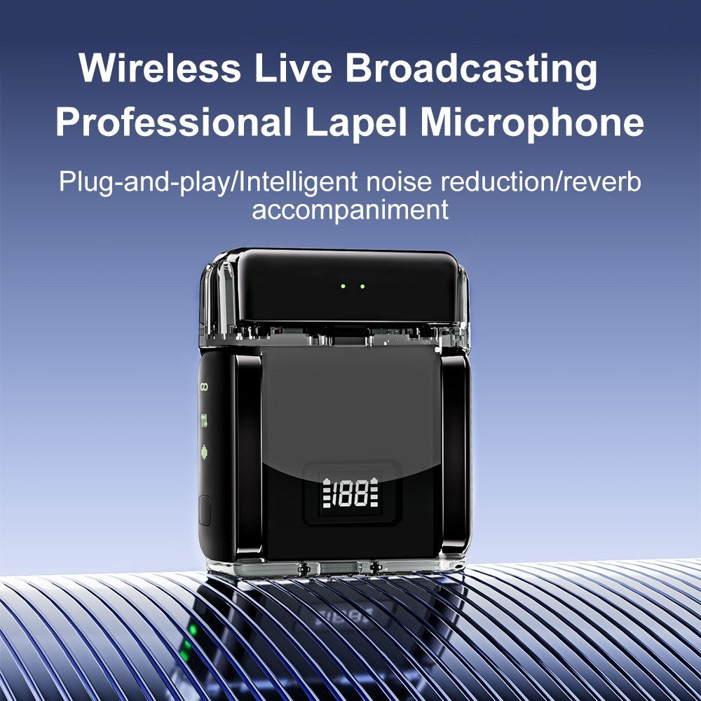 Dual Channel Wireless Lapel Microphone with Charging Case for Interviews & Live Streaming