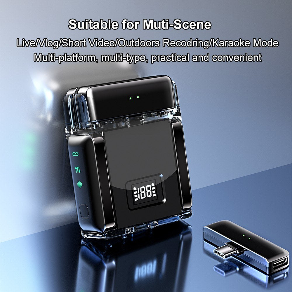 Dual Channel Wireless Lapel Microphone with Charging Case for Interviews & Live Streaming