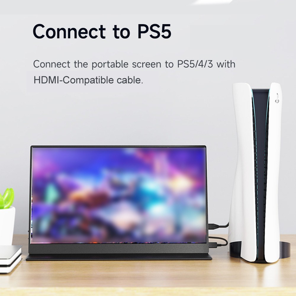 15-Inch Portable FHD 1080P IPS Gaming Monitor with Dual Speakers HDR - Ultra-Slim External Display for Laptop/PC/Smartphones
