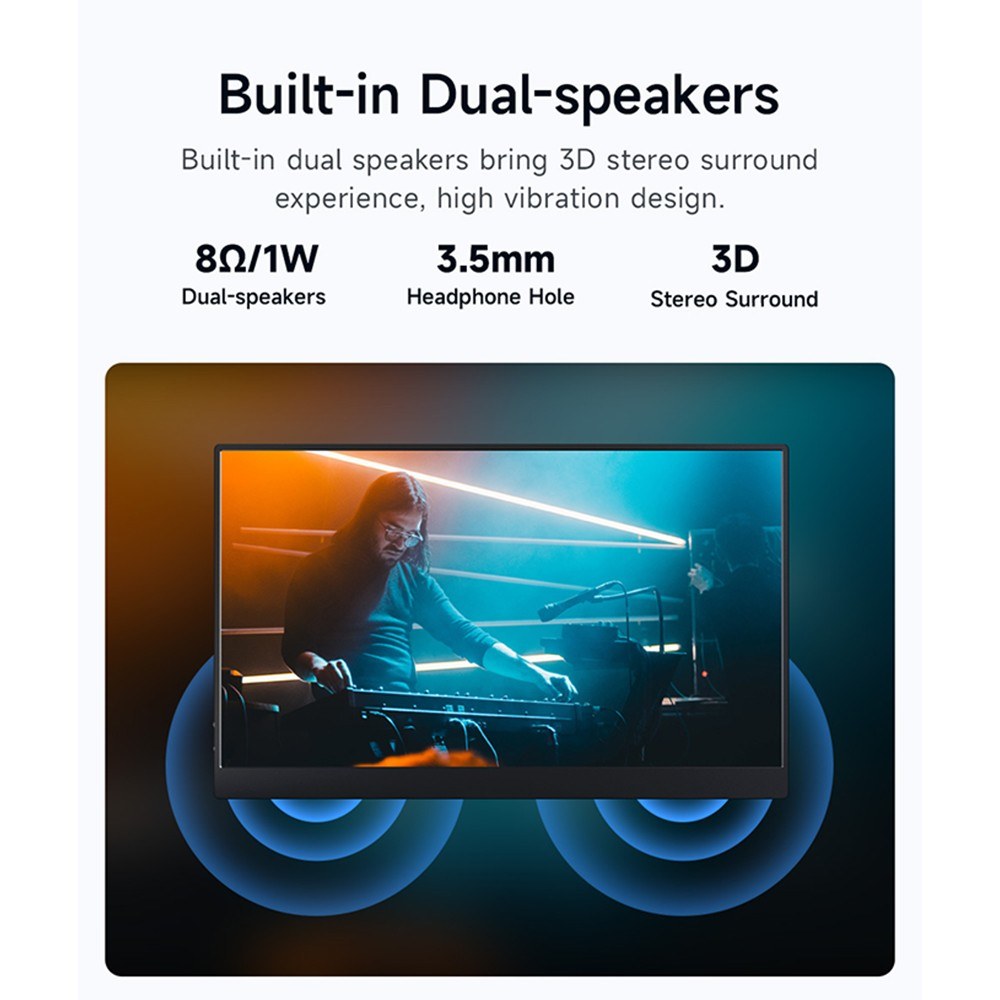 15-Inch Portable FHD 1080P IPS Gaming Monitor with Dual Speakers HDR - Ultra-Slim External Display for Laptop/PC/Smartphones