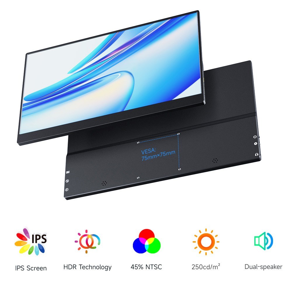 15-Inch Portable FHD 1080P IPS Gaming Monitor with Dual Speakers HDR - Ultra-Slim External Display for Laptop/PC/Smartphones