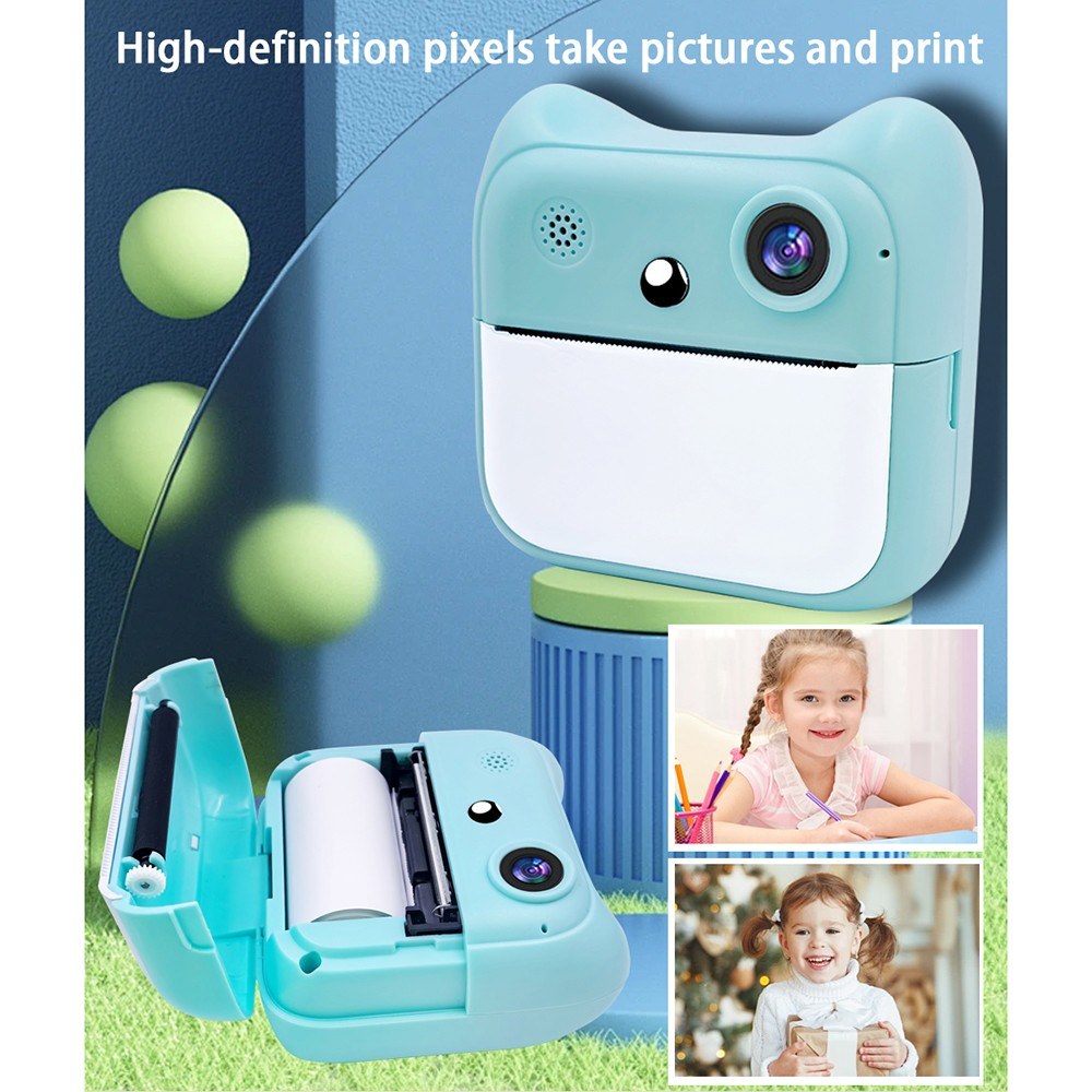 2400W Kids Instant Print Digital Camera with 2.4 Screen & Dual Lens - Inkless Thermal Cartoon Printer for Girls & Boys