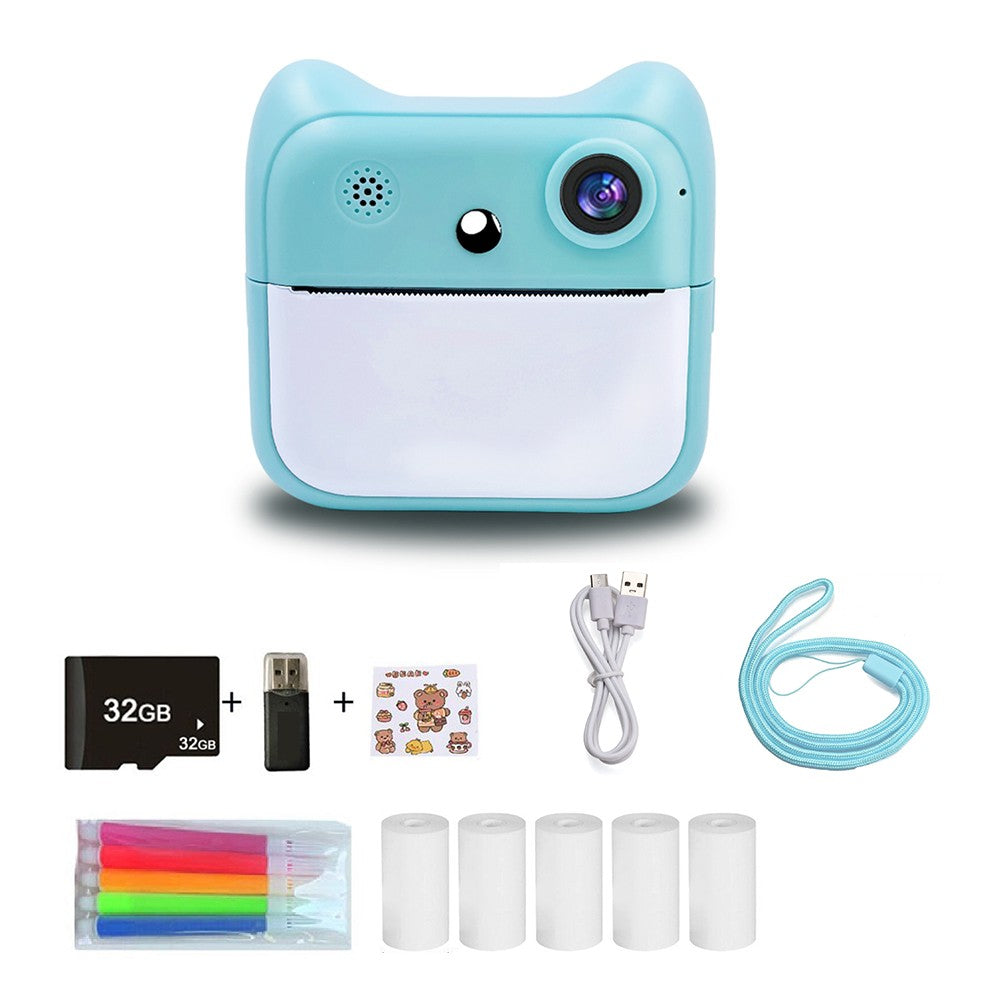 2400W Kids Instant Print Digital Camera with 2.4 Screen & Dual Lens - Inkless Thermal Cartoon Printer for Girls & Boys
