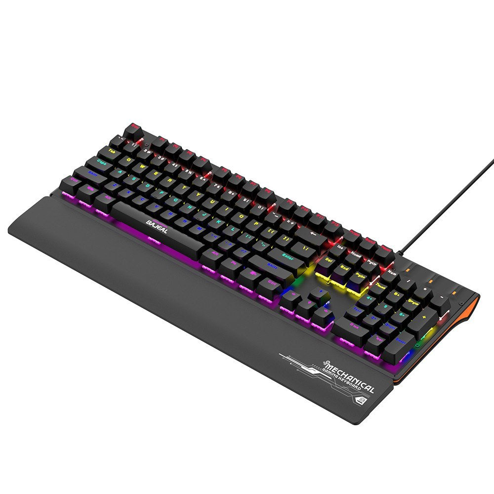 Ergonomic Wired Mechanical Gaming Keyboard with Blue Switches, USB, 9 Lighting Modes