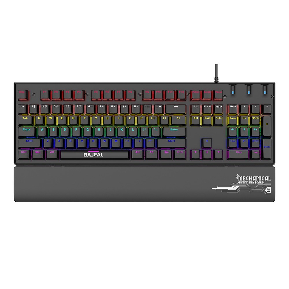 Ergonomic Wired Mechanical Gaming Keyboard with Blue Switches, USB, 9 Lighting Modes