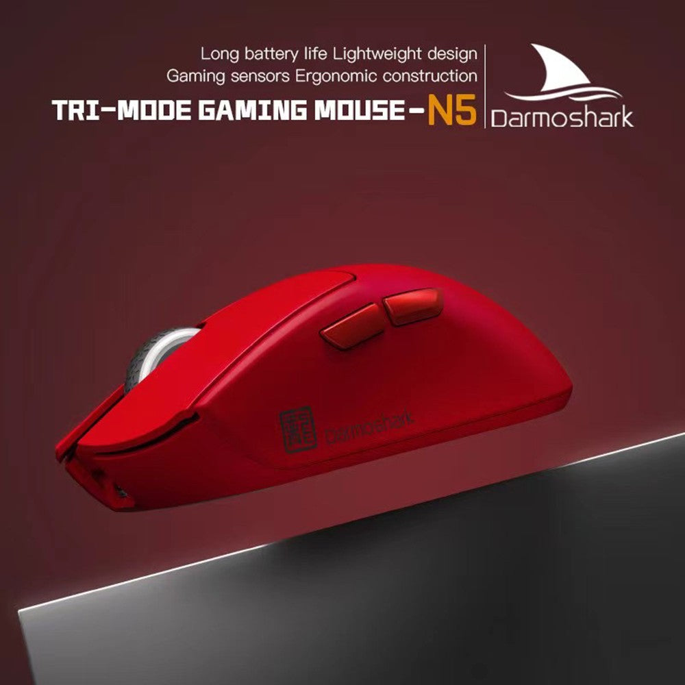 Darmoshark N5 Lightweight Tri-Mode Gaming Mouse: 2.4G/BT/Wired Wireless with Adjustable Speeds for PC & Laptop