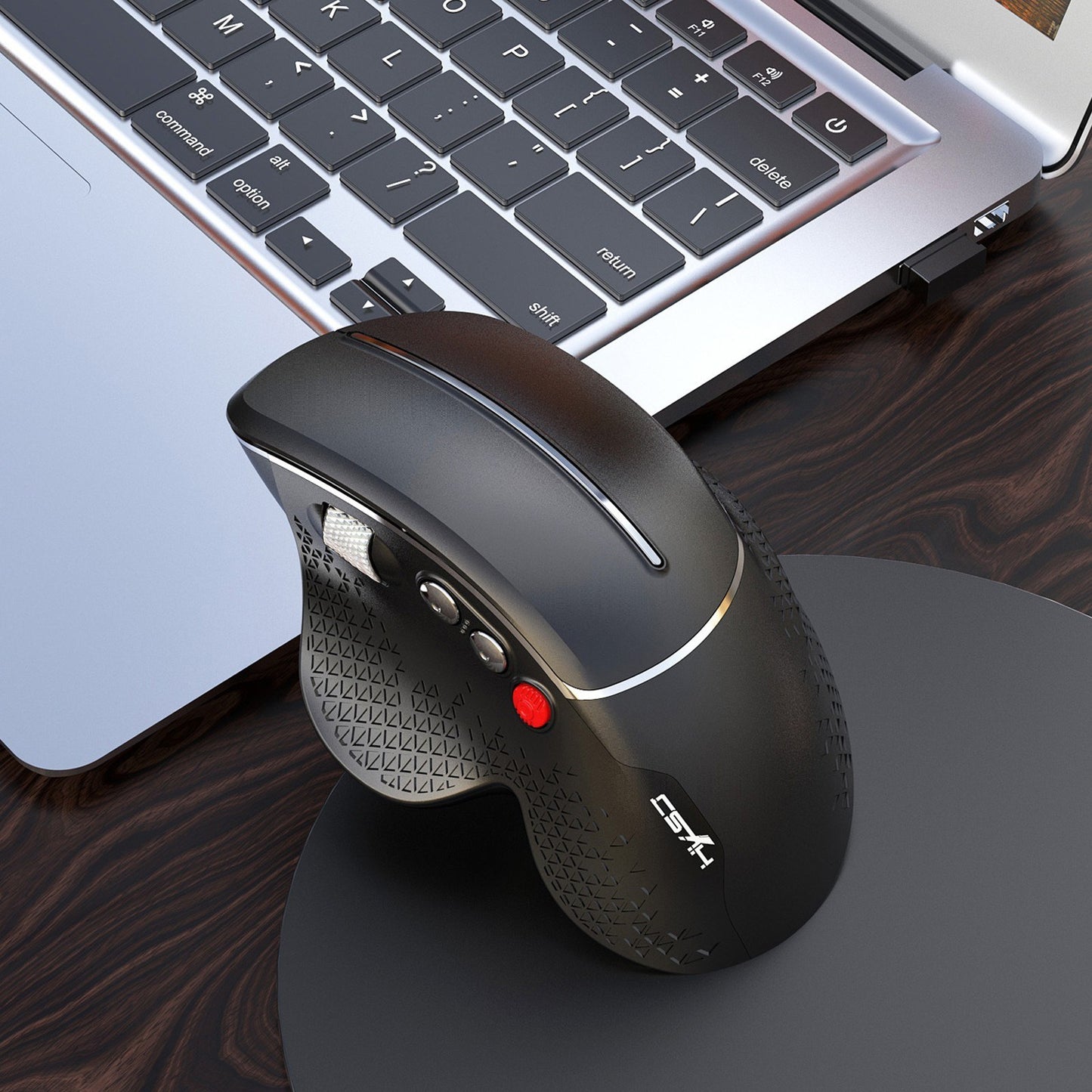 Ergonomic Wireless Vertical Mouse 2.4G | 6-Button Gaming Design with Aluminum Alloy Side Scroll Wheel | Anti-Mouse Hand Protection | 10m Reception