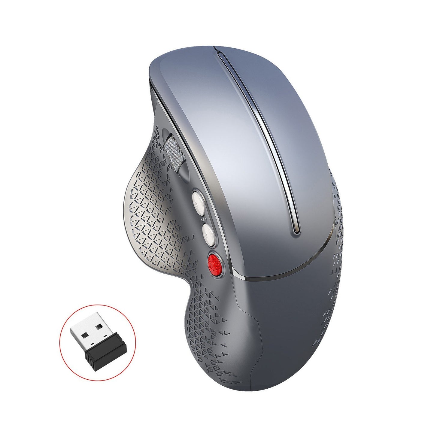 Ergonomic Wireless Vertical Mouse 2.4G | 6-Button Gaming Design with Aluminum Alloy Side Scroll Wheel | Anti-Mouse Hand Protection | 10m Reception