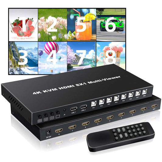 8-Port 4K HDMI Splitter with Remote, 4K/1080P Switch Box for DVD Player, TV, PC