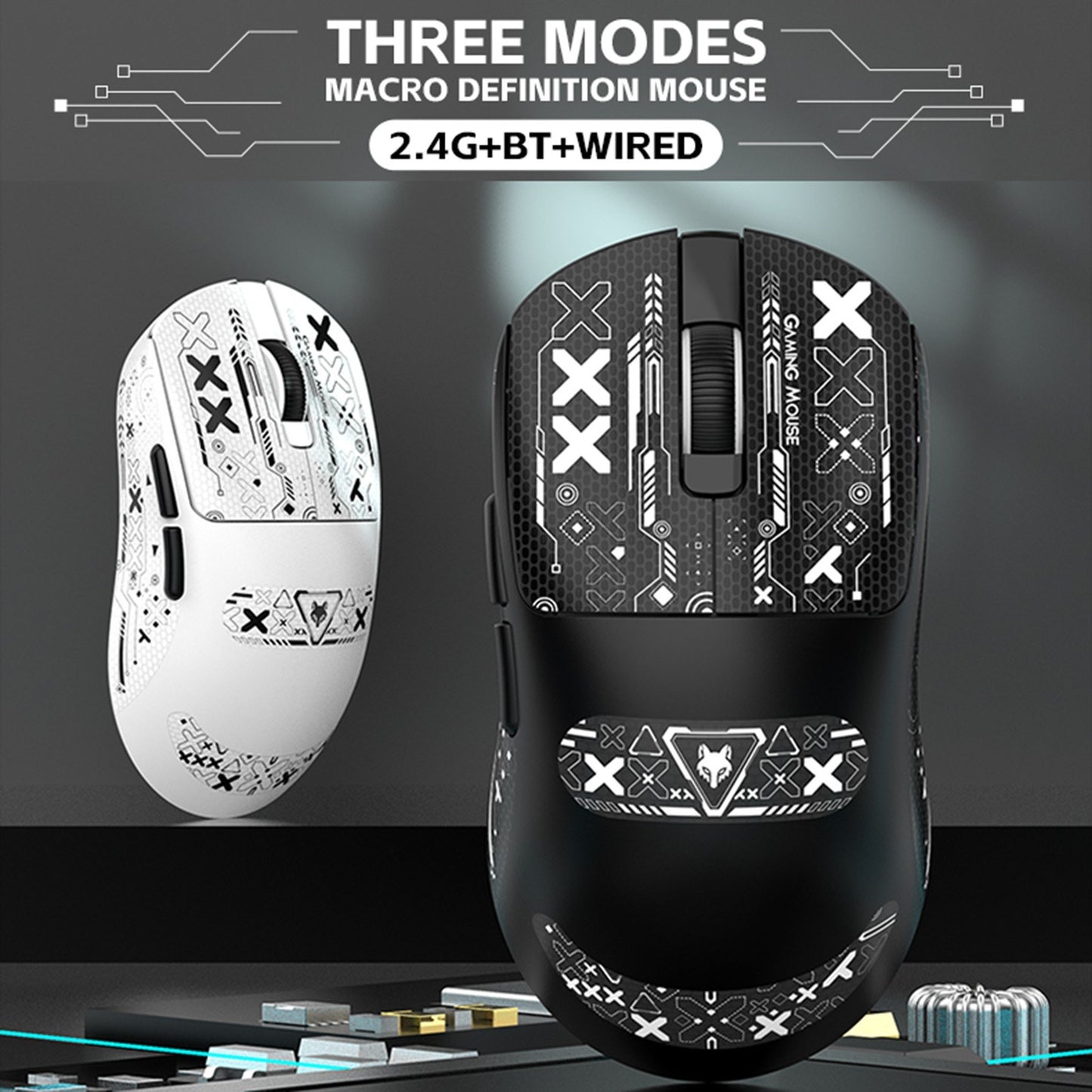 XUNFOX PAW3311 Wireless Gaming Mouse - Lightweight, Rechargeable, Ergonomic, 3-Mode Connection, Anti-Slip for PC/Laptop